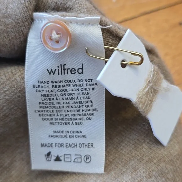 NWT, Aritzia Wilfred, Button Front Mini Cardigan Dress, Heather Gold Camel, L - Picture 12 of 16